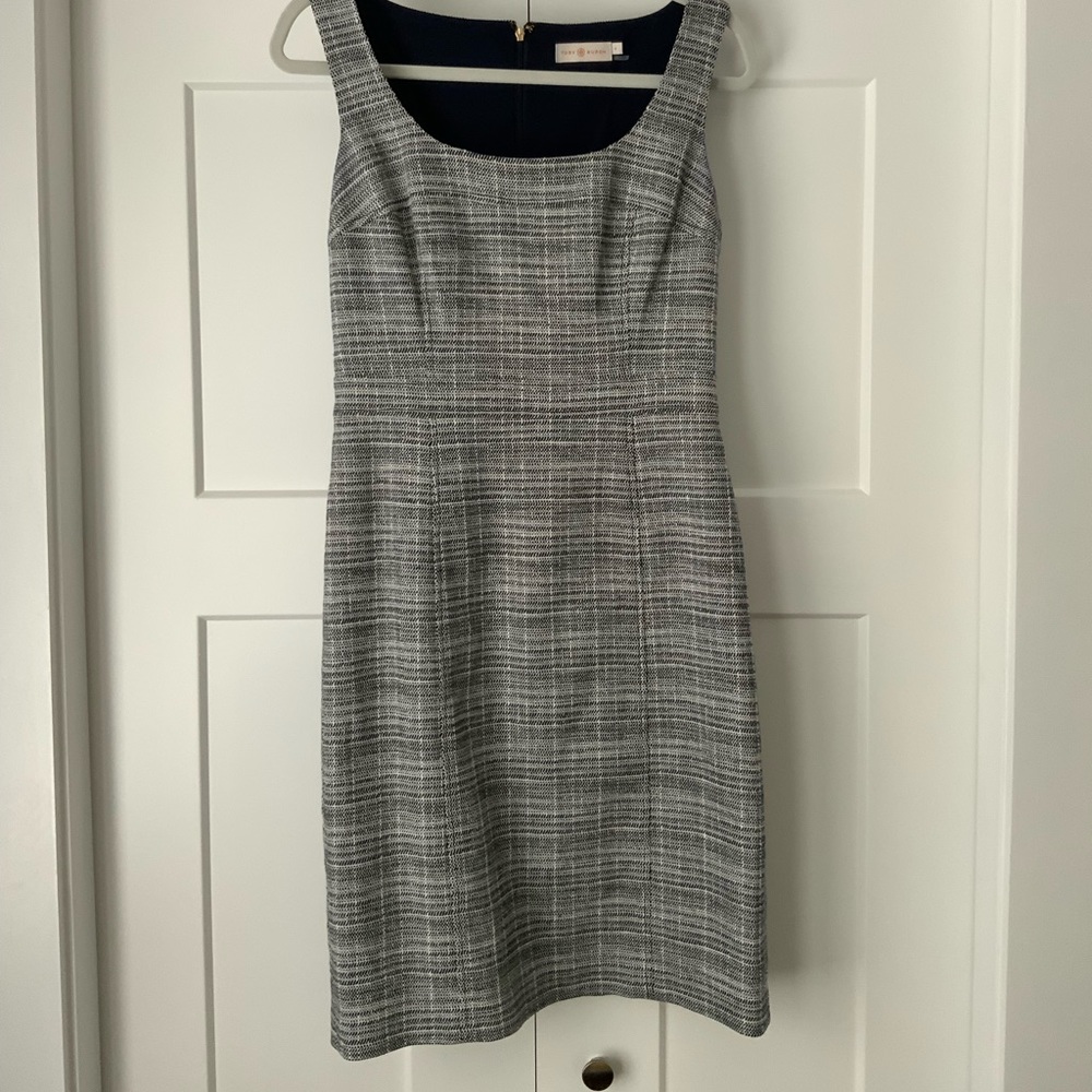 Tory Burch navy sleeveless shift dress, size 6
